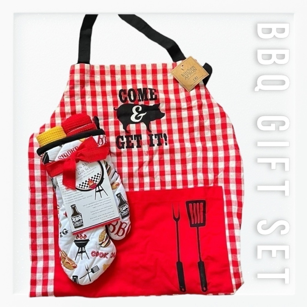 NWT BBQ Themed Apron and Accessories Gift Set